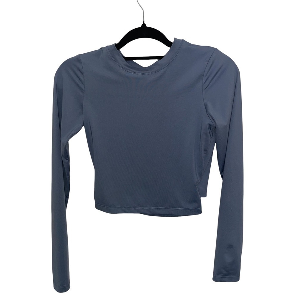 Zaful Crop Top - Back Keyhole, Blue Size M